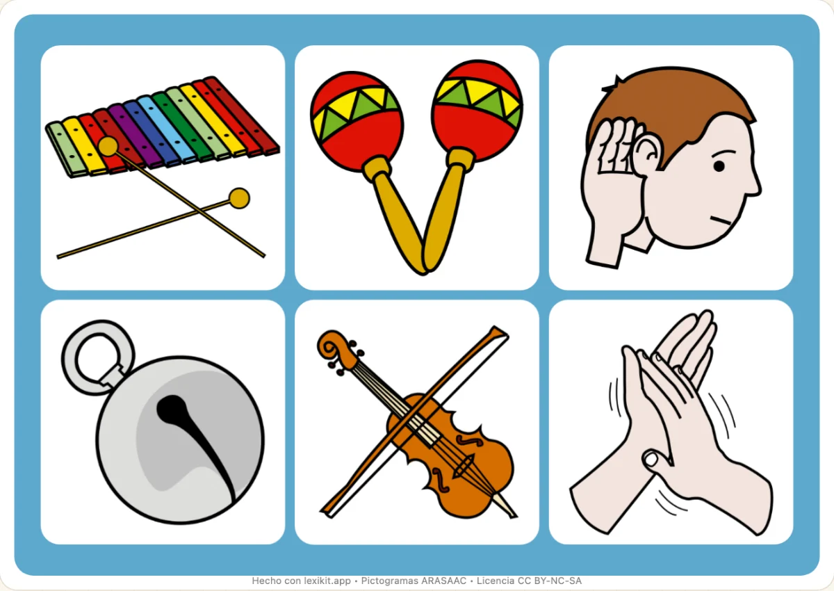 Bingo para imprimir, primera página: La música
