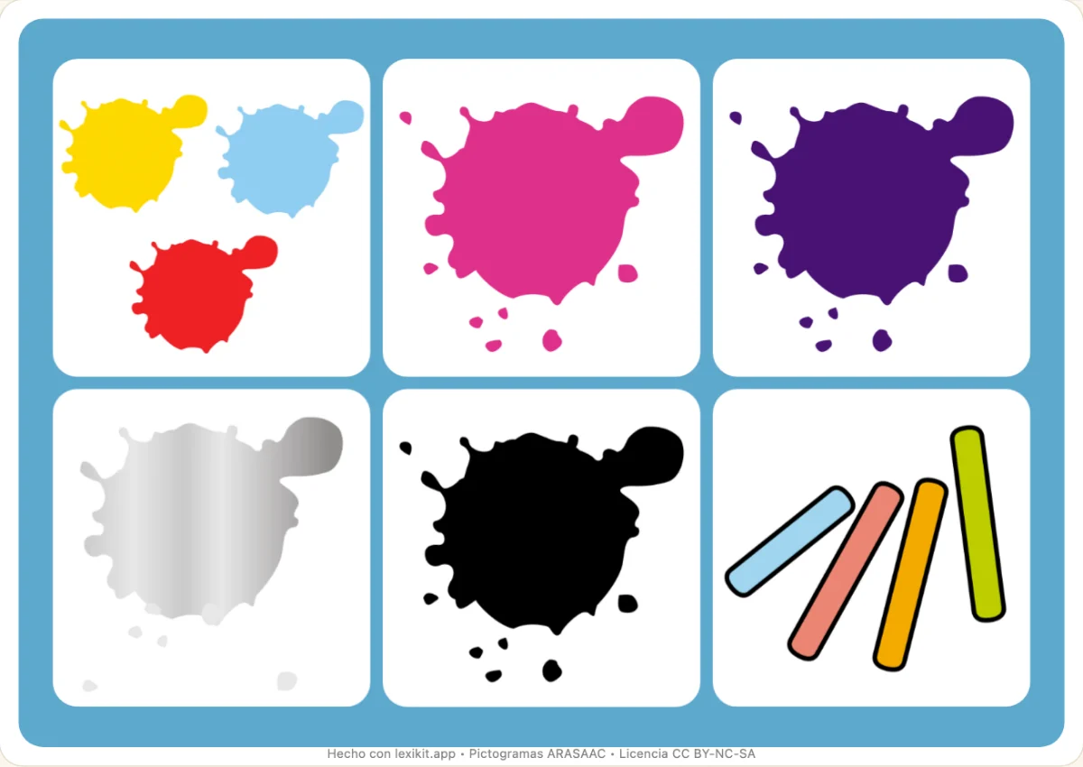 Bingo para imprimir, primera página: Los colores
