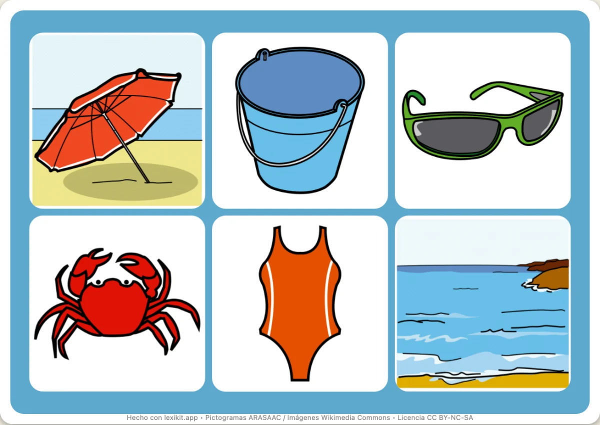 Bingo para imprimir, primera página: El mar