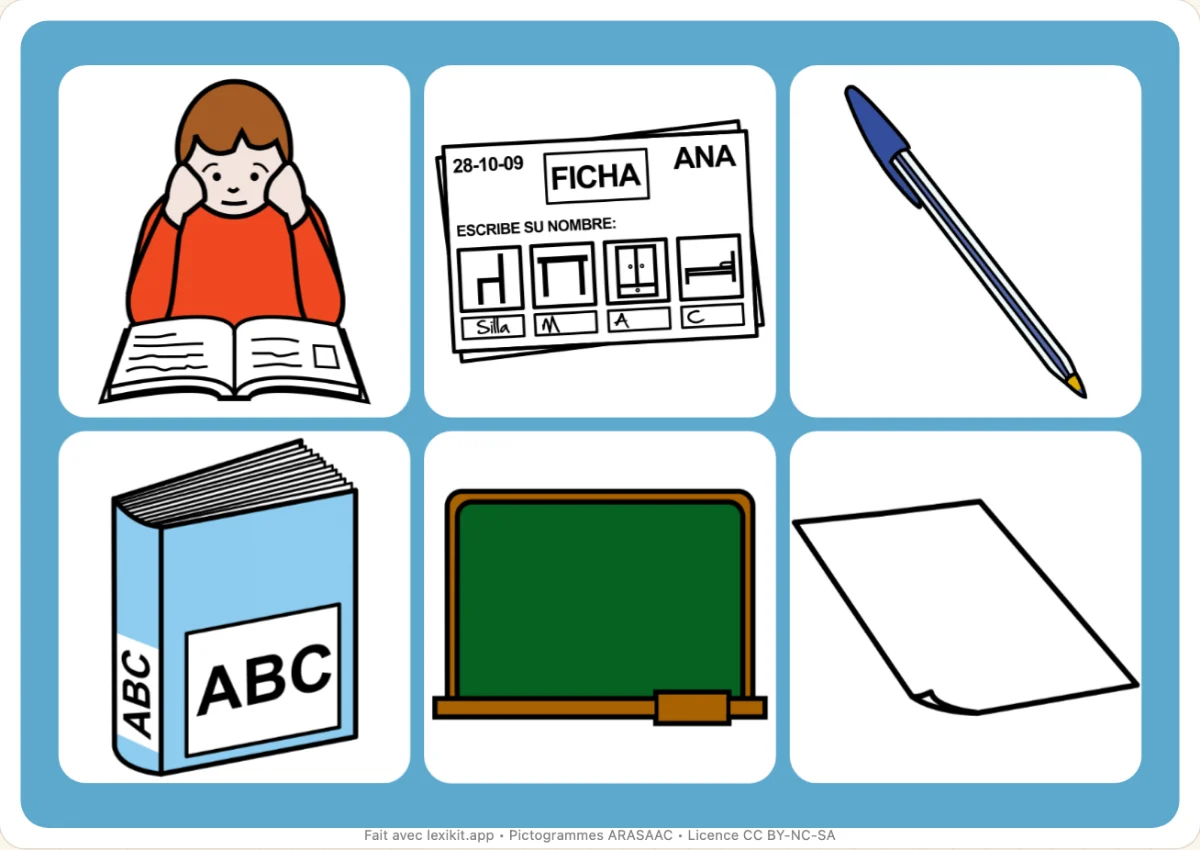 Loto à imprimer, première page : En classe de langue