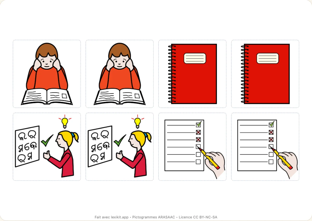 Memory à imprimer, première page : En classe de langue