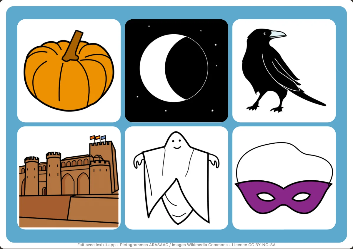 Loto à imprimer, première page : Halloween