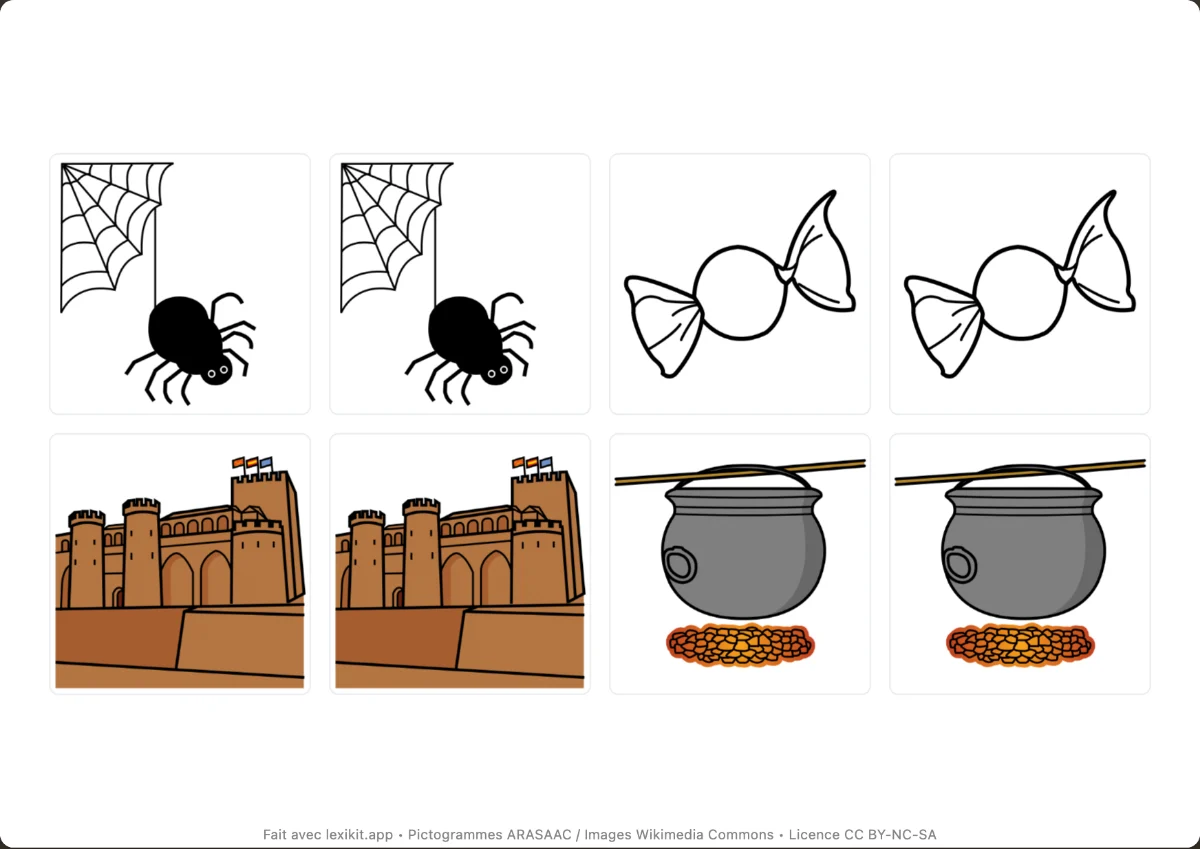 Memory à imprimer, première page : Halloween