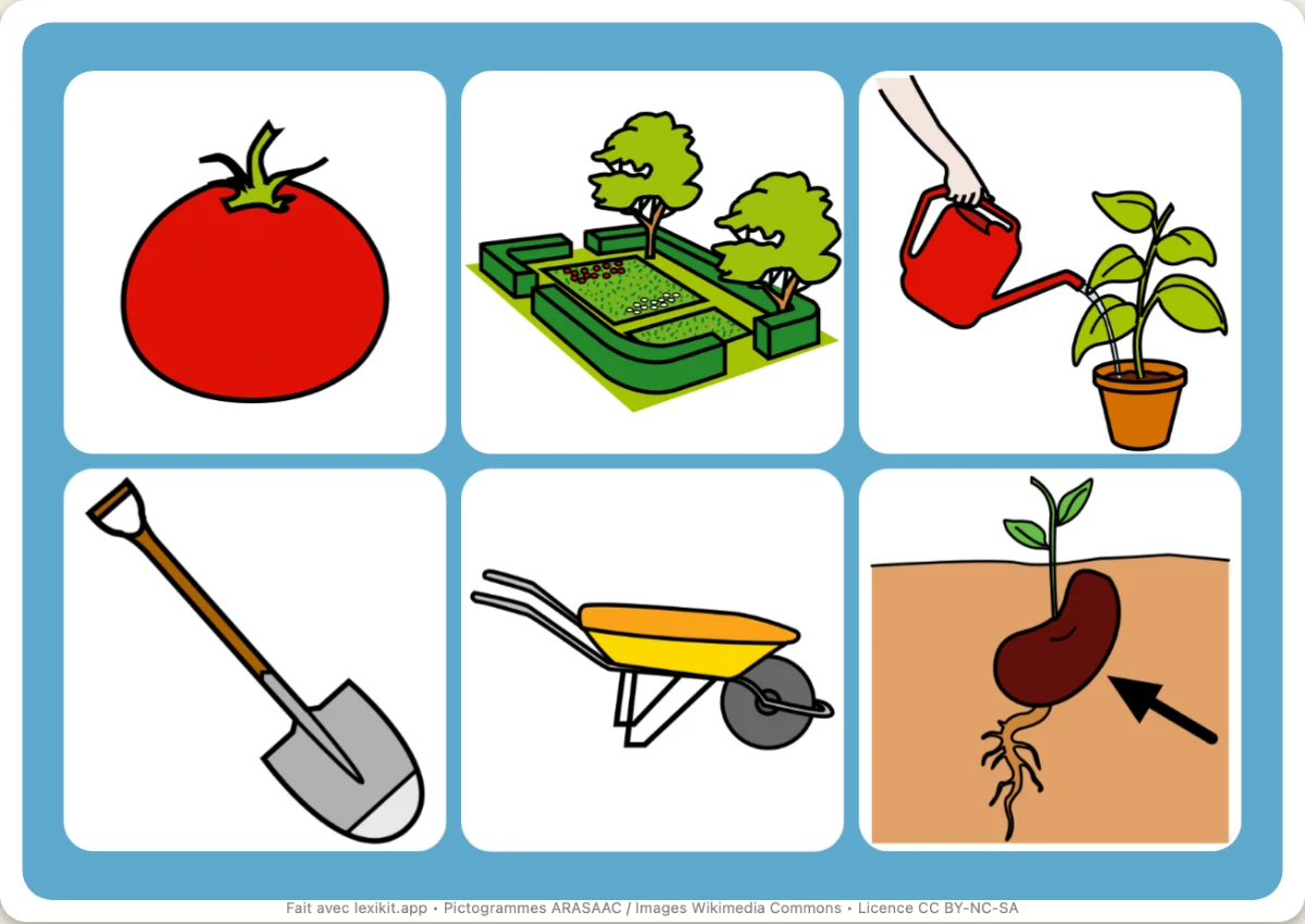 Loto à imprimer, première page : Le jardin de l'école