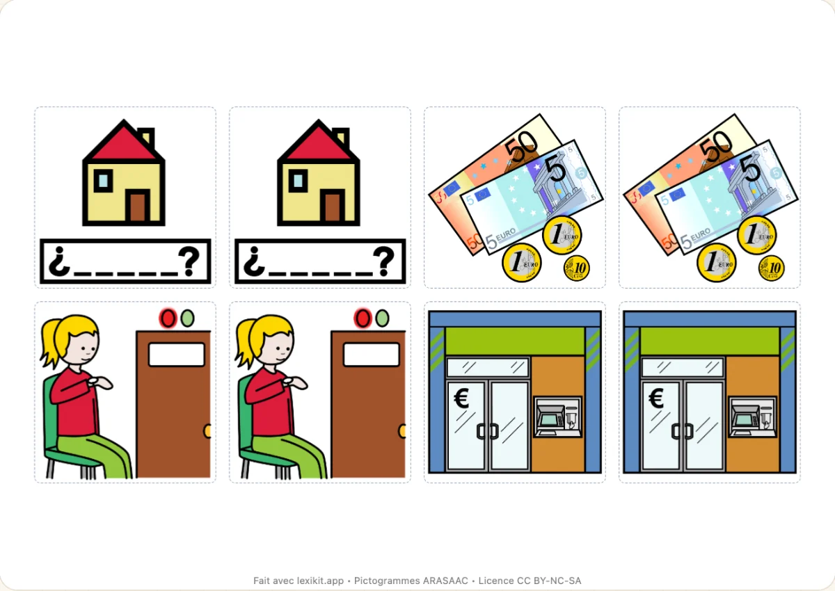 Memory à imprimer, première page : La poste et la banque